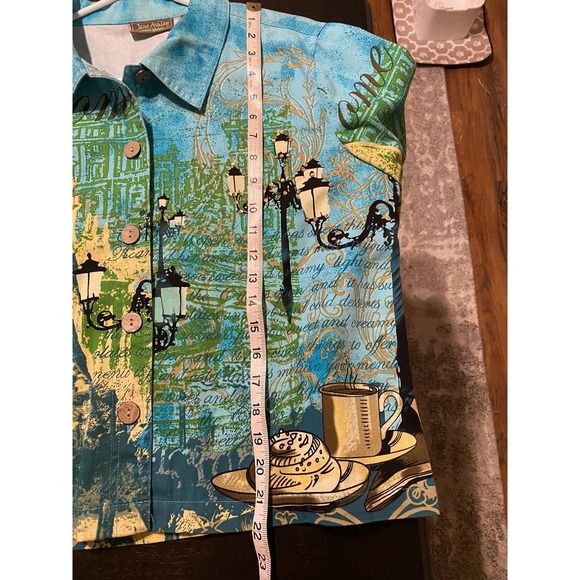 Jane Ashley Casual Lifestyle Women's‎ Turquoise & Yellow Rome Theme Jacket Sz LG - Picture 7 of 9